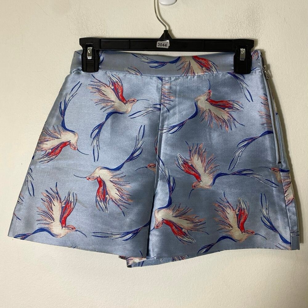 Alice + Olivia Light Blue Bird Pattern High Rise Short Sz 0